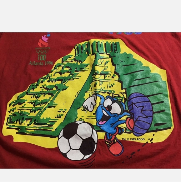 Vintage 90s coca-Cola summer olympics Soccer Bootleg Shirt Size XL - Picture 9 of 11